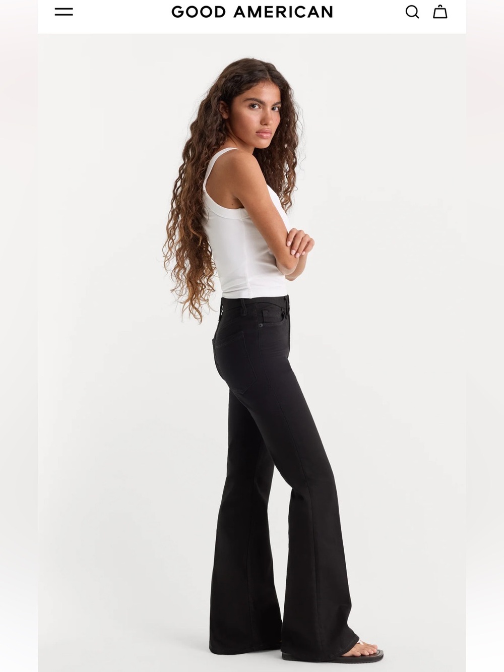 Good American Never Fade Good Petite Flare Jeans - Black